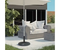 "Outsunny" skėčių stovas iš betono, skėčių stovas su plieniniu vamzdžiu, apvalus skėčių laikiklis, skėčių svoris, skėčių laikiklis Ø38/48 mm, skirtas balkonui, terasai, sodui, juodas