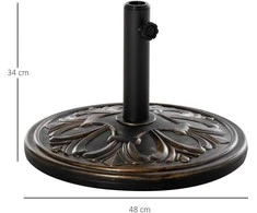 Outsunny Skėčių stovas, skėčių laikiklis pagrindas 13 kg Ø35/Ø38/Ø48mm plastikas + cementas Ø48 x 34 cm