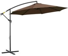 Outsunny Skėtis su rankenėle, plieno rėmas ir poliesterio audinys, kava, Ø3x2,5 m