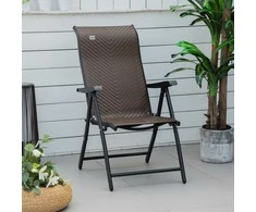 Outsunny Sodo kėdė su 7 pakopų reguliuojamu atlošu iš poliratano 58 x 71 x 111 cm