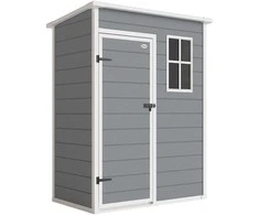 Outsunny Sodo Namelis Plastikinis 1,14m² 151 x 92 x 193cm Su Nameliu Stogeliu Grindys Langas Pilkas