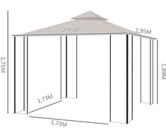 Outsunny sodo pavėsinė, vakarėlių palapinė, dvigubas stogas, 3x3 m