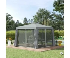 Outsunny Sodo paviljonas pavėsinė 2,96 x 2,96 m su 4 x šoninėmis sienelėmis