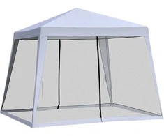 Outsunny Sodo paviljonas, pavėsinė su tinkleliu nuo uodų - pilka 3 x 3 m