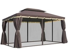Outsunny Sodo paviljonas, sodo pavėsinė 390 x 290 x 280 cm su 4 x šoninėmis sienelėmis, tinkleliu nuo uodų