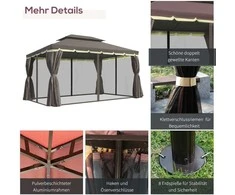 Outsunny Sodo paviljonas, sodo pavėsinė 390 x 290 x 280 cm su 4 x šoninėmis sienelėmis, tinkleliu nuo uodų
