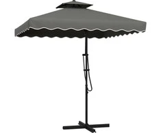 Outsunny Sodo skėtis 243x243cm su apsauga nuo UV spindulių - tamsiai pilkas