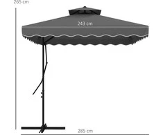 Outsunny Sodo skėtis 243x243cm su apsauga nuo UV spindulių - tamsiai pilkas