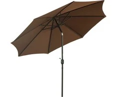 Outsunny Sodo skėtis Ø2,95 x 2,5 m sulankstomas skėtis, rinkos skėtis, rudos spalvos, 180/m² poliesteris, stabilus