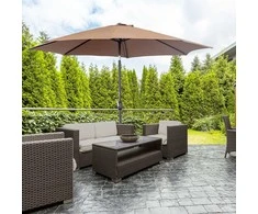 Outsunny Sodo skėtis Ø2,95 x 2,5 m sulankstomas skėtis, rinkos skėtis, rudos spalvos, 180/m² poliesteris, stabilus