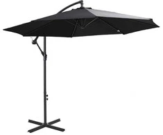 Outsunny Sodo skėtis su rankenėle, plieno rėmas ir poliesterio audinys, juodas, Ø3x2,5 m