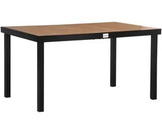 "Outsunny" sodo stalas 6 asmenų valgomojo stalas lengvai prižiūrimas aliuminio stalas sodo baldai plastikas gamta+juoda 140x90x74cm