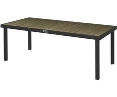 "Outsunny" sodo stalas aliuminis 190x90 cm, atsparus oro sąlygoms, medžio išvaizdos bufetinis stalas, neslidus stovyklavimo stalas 8 žmonėms balkono stalas terasos stalas lauko valgomojo stalas sode, terasoje, balkone, natūrali mediena