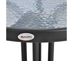 Outsunny apvalus sodo stalas, balkono stalas, metalinis, grūdintas stiklas, Ø60xH70cm, sodui, balkonui