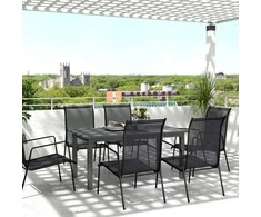 "Outsunny" sodo stalas, prailgintas aliuminis 160/220x90 cm Oro sąlygoms atsparus balkono stalas, neslidus bufeto stalas Stalas 6-8 žmonėms, lauko valgomojo stalas sode, terasoje, balkone, pilkas