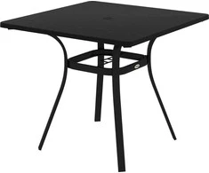 Outsunny sodo stalas valgomojo stalas skėčio skylė kvadratinis balkono stalas 4 asmenims kojų padas iki 70 kg terasa plienas juodas 80x80x76cm