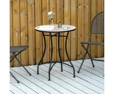 Outsunny Sodo staliukas, mozaikinis apvalus bistro staliukas Ø60 cm
