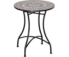 Outsunny sodo staliukas mozaikinis staliukas apvalus bistro staliukas mozaikinis stalviršis keraminis metalinis žalias+smėlio+baltas Ø60cm