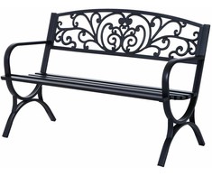 Outsunny Sodo suoliukas metalinis suoliukas, 2-vietis, juodas, 127x60x85 cm