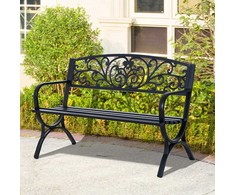 Outsunny Sodo suoliukas metalinis suoliukas, 2-vietis, juodas, 127x60x85 cm