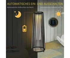 Outsunny Sodo šviestuvas su šviesos jutikliu, automatinis LED, juodas, 21,5 x 21,5 x 61 cm