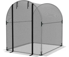 "Outsunny" sodo tinklo augalų apsaugos palapinės durų apsauga nuo vabzdžių plienas juodas 1,2x1,5x1,5 m