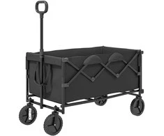 Outsunny sodo vežimėlis 100 kg apkrovai, sulankstomas, išplečiamas transportavimo vežimėlis su nuimamu tentu, rankena, ratais, bolerių vežimėlis, rankinis vežimėlis, sodo karutis, 160 litrų įrankių vežimėlis namams, sodui, juodas