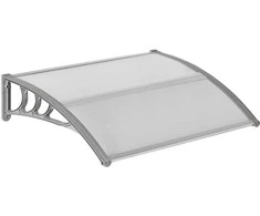 "Outsunny" stogelis lauko durims 100 x 75 cm, aliuminio ir polikarbonato stogelis su apsauga nuo UV spindulių Balkono stogelis lauko durims, apsauga nuo saulės, apsauga nuo lietaus, sidabrinis