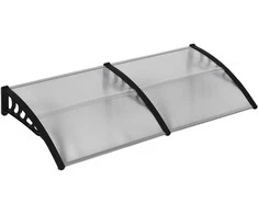"Outsunny" stogelis lauko durims 200 x 96 x 27 cm stogelis su apsauga nuo UV spindulių, apsauga nuo lietaus, apsauga nuo saulės lauke, aliuminis, juodas
