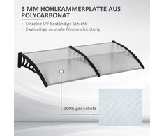 "Outsunny" stogelis lauko durims 200 x 96 x 27 cm stogelis su apsauga nuo UV spindulių, apsauga nuo lietaus, apsauga nuo saulės lauke, aliuminis, juodas
