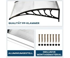 Outsunny stogelis durims, 90 x 295 cm, arkos formos polikarbonatinis stogelis su apsauga nuo UV spindulių, apsauga nuo saulės ir lietaus