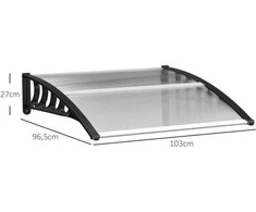 Outsunny stogelis virš durų 103 x 96,5 x 27 cm, su apsauga nuo UV spindulių, lietaus ir saulės, aliuminis, juodas