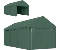 „Outsunny“ automobilių garažas 3x6 m, palapinė-garažas su roletais, stogu, nuimamomis šoninėmis sienelėmis, atspari UV spinduliams, neperšlampama, garažo palapinė, pastogė, sandėliavimo palapinė, ganyklų palapinė, automobilių, sunkvežimių, visureigių, valčių stoginė, žalia