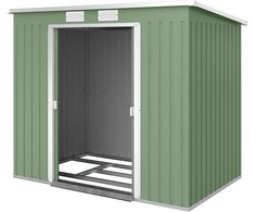 Outsunny sodo namelis 2,42 m², metalinis įrankių sandėliukas su ventiliacijos langais, stumdomomis durimis, pagrindu, 213 x 130 x 159/172 cm, cinkuotas plienas, atsparus oro sąlygoms, žalias