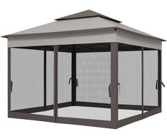 Surenkamas paviljonas Outsunny, sodo palapinė su šoninėmis sienelėmis, pop-up palapinė, šviesiai pilka, 3,25 x 3,25 x 2,65 m