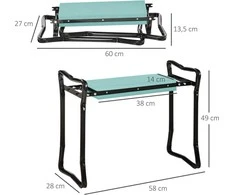 Sulankstoma sodo taburetė, Pagalba klūpant iki 150 kg - Tamsiai žalia 58 x 28 x 49 cm