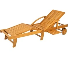Outsunny sulankstomas medinis sodo gultas su šoniniu staliuku, ratukais, gultas su 4 padėčių reguliuojamu atlošu, kempingo gultas, sodo kėdė, atlaikanti iki 160 kg, sodui ir paplūdimiui, tikmedžio spalvos