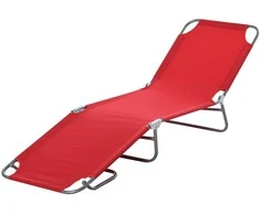 "Outsunny" sulankstomas raudonos spalvos gultas su reguliuojamu atlošu, pagamintas iš metalo ir poliesterio