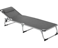 Outsunny Sulankstomas reguliuojamas saulės gultas - pilka 170 x 60 x 76 cm