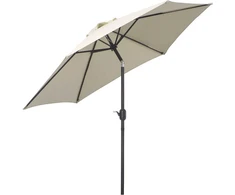 "Outsunny" sulankstomas skėčio skėtis sodo skėtis su rankine rankena aliuminio 180/㎡ poliesterio smėlio spalvos ∅2,6 x 2,35 m