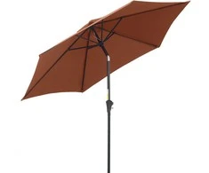 Outsunny Sulankstomas sodo skėtis, 180/㎡ poliesteris, rudas, ∅2,7 x 2,35 m