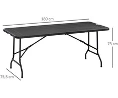 Outsunny sulankstomas sodo stalas 6 asmenims, bufeto stalas su plieniniu rėmu, medžio imitacijos terasos stalas, 180 x 75,5 x 73 cm, tamsiai pilkas