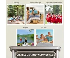 Outsunny Beer Pong stalas, sulankstomas kempingo stalas, 240 x 60 cm, reguliuojamo aukščio, kelioninis stalas sodui, balkonui, aliuminis, juodas