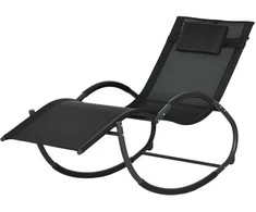 "Outsunny" supamasis gultas, supamasis krėslas su pagalve, sodo gultas, juodas, 155 x 61 x 88 cm