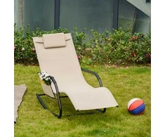 Outsunny Supamasis sodo gultas - Smėlio spalvos 150 x 62 x 88 cm
