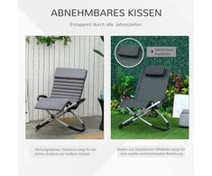 Outsunny Supamasis sodo krėslas - tamsiai pilkas 145 x 74 x 88 cm