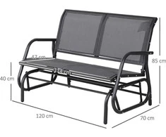 Outsunny Supamasis suolas su 2 sėdimomis vietomis - Pilka 120 x 70 x 85 cm