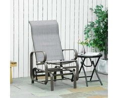 Outsunny Supamoji sodo kėdė, metalinė poilsio kėdė terasai ar balkonui 60x75x104cm