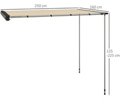 Outsunny Tentas karavanui, automobilinė stogo markizė - chaki 1,6 x 2,5 m