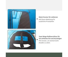 Outsunny tunelio formos palapinė, 4 asmenims, kempingo palapinė su 2 kambariais, apsauga nuo UV spindulių, langai, krepšys nešiojimui, 2000 mm atsparumas vandeniui, mėlyna